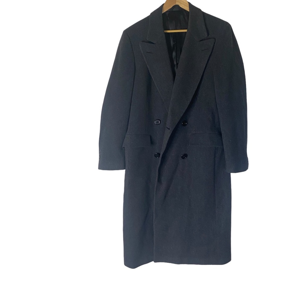 Vintage Christian Dior double breasted wood overcoat gray  (b23) - Picture 2 of 6
